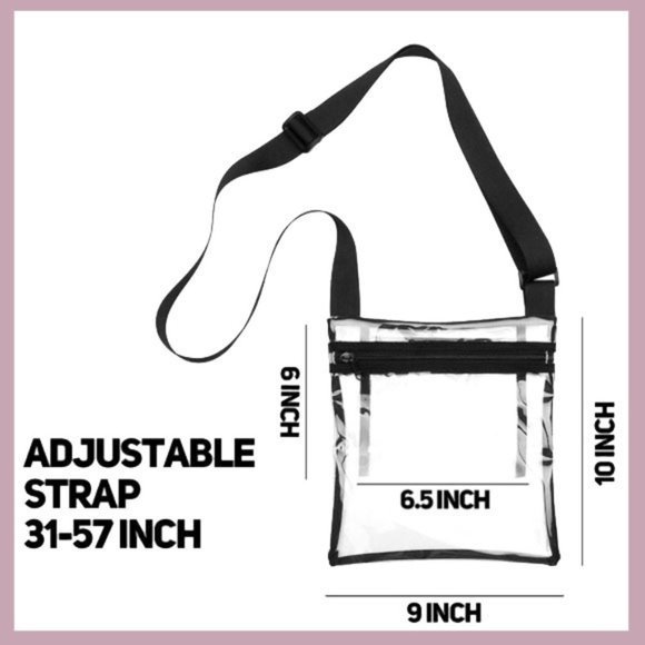 Clear Crossbody Purse Tote Bag With Inner Pocket & Adjustable Strap for Events - Picture 4 of 5